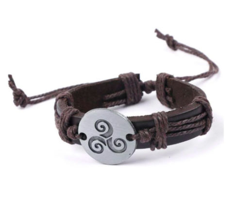 Triskele and Faux Leather Bracelet